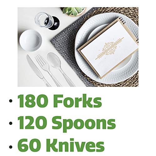 [360 Combo Box] Clear Heavyweight Disposable Plastic Silverware - Cutlery - Thumbnail 6