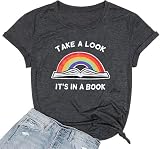MYHALF Rainbow Book T Shirt Women Reading Shirts Book Lover Tees Casual Inspirational Short Sleeve Tops
