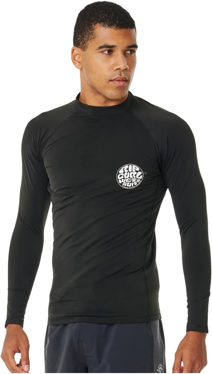 Rip Curl 2025 Mens Icons UPF Brushed Long Sleeve Rash Vest 153MRV - Black