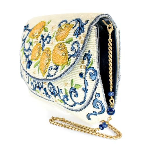 Mary Frances Capri Lemons Beaded Crossbody Handbag Vibrant Fruit Embroidery Novelty Evening Clutch Purse, Multicolor3
