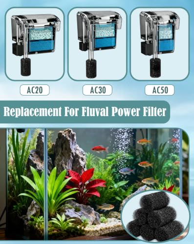 Image of 6 Pcs Prefilter Sponge Filter Compatible with Fluval AC20 /AC30 /AC50 Power Filter Replacement Foam Sponge for Freshwater Saltwater Aquariums, Protect Small Fish Shrimp and Fry