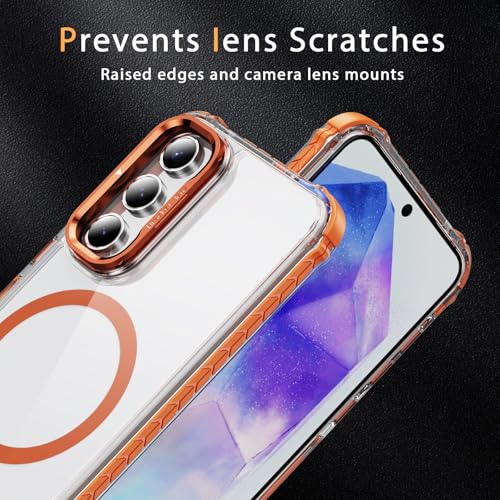 Coque Samsung A54 5G orange transparente avec support MagSafe intégrée