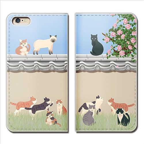 Google Pixel 9a Pixel9a ケース スマホケース 手帳型 ベルトなし ねこ 猫 ネコ 花 たくさん 花 手帳ケース カバー バンドなし マグネット式 バンドレス ネコイラスト デザインA eb284030137101