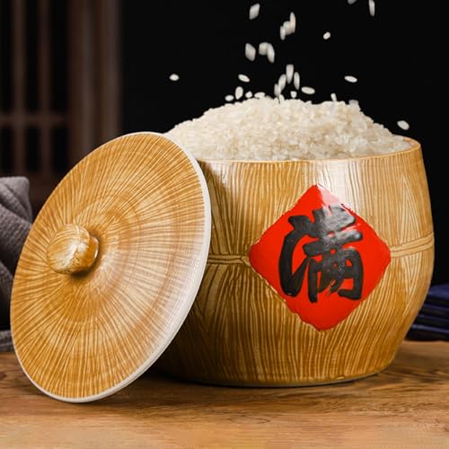 Pots de stockage en céramique avec couvercle, distributeur de riz de cuisine
