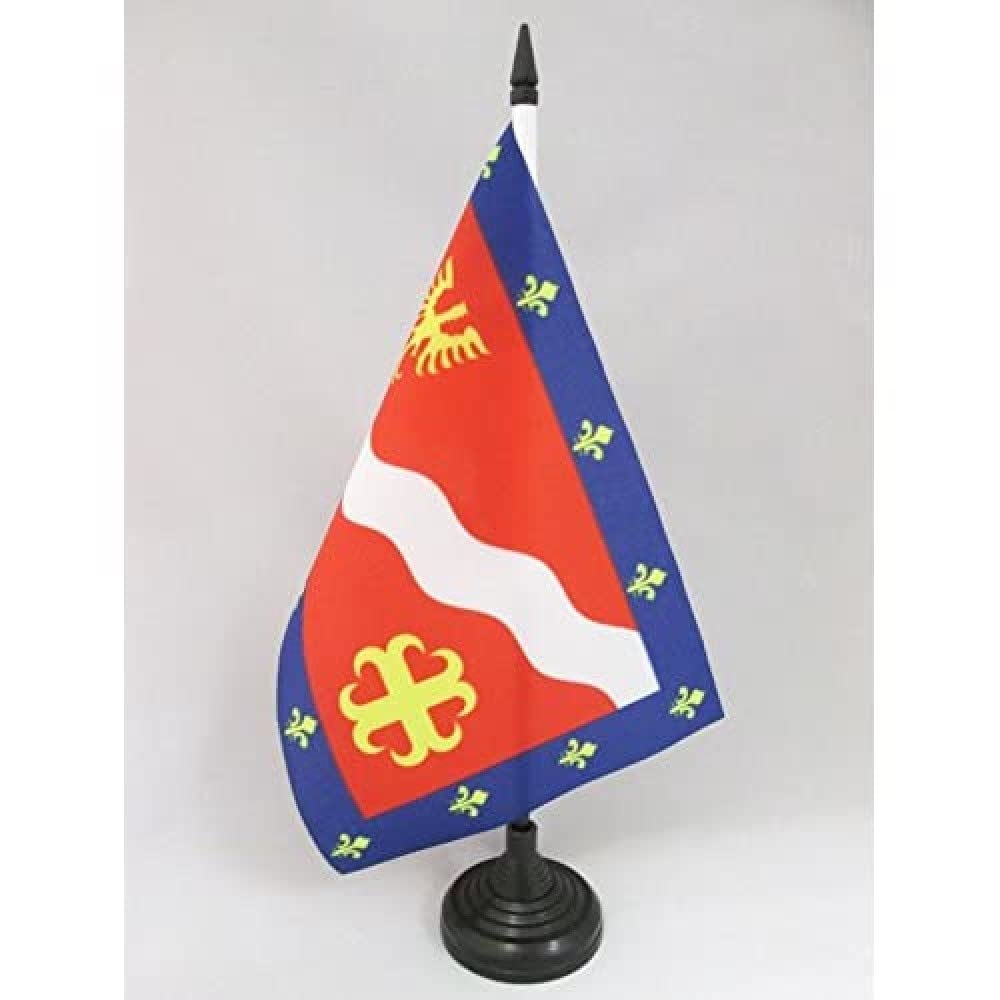 Drapeau De Table Val D'Oise – 15x10 Cm Avec Hampe Et Socle, Polyester, Décoration Bureau Ou événement