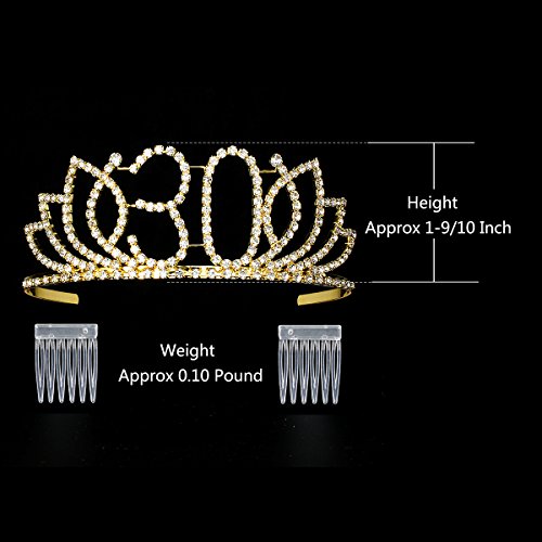 Dczerong Queen 30 Birthday Tiara Women 30Th Birthday Crown Gold Rhinestone Crystal Diamond Crown #TOP1