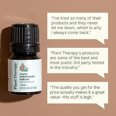 Plant Therapy Organic Helichrysum Essential Oil (Italicum), 2.5 mL (1/12 oz), 100% Pure, Undiluted, USDA Certified Organic, Great for Skincare, Diffusion, and Aromatherapy