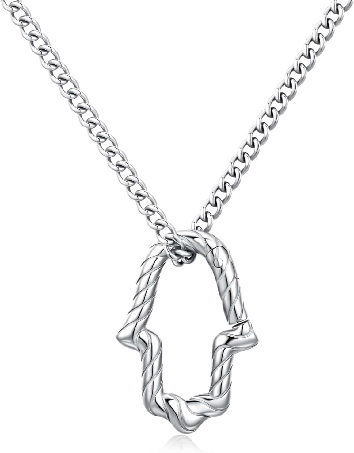 GAVU Stainless Steel Hamsa Hand Ring Holder Necklace, Wedding Ring Keeper Necklace for Women and Men