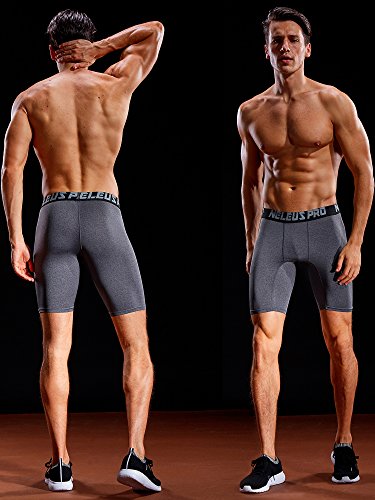 Neleus Men's 3 Pack Athletic Compression Short,6028,White,Black,Grey,Us M,Eu L #TOP3