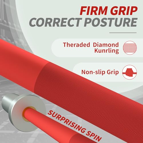 EGLES Kids Barbell 5.5LB Mini Barbell Bar 4ft for Kid Women & Beginners Weighted Bar - Compatible with 2-Inch Weight Plates, for Strength Training Gym Weight Lifting, Silver & Red Training