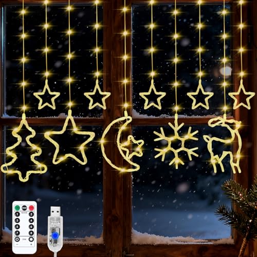 Weihnachtsbeleuchtung Fenster Lichtervorhang Innen, 3M LED...
