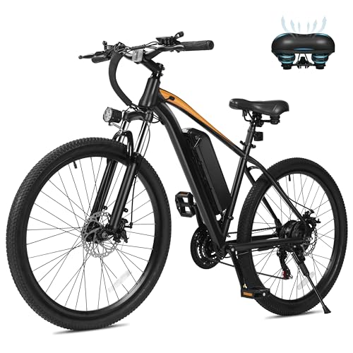 Image of Qlife Electric Bike for Adults /Teens Racer, 20+MPH 21-Speed Peak 1200W Brushless Motor Adult Electric Bicycles, 48V 10.4Ah Removable Battery Mountain Ebike, Up to 55 Miles, 27.5X2.1 Tire E Bike