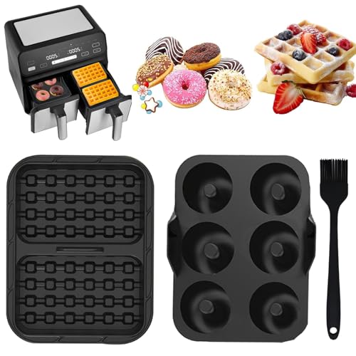 Kit d'accessoires pour friteuse à air chaud, moule à donuts, compatible avec Ninja AF400EU, AF451EU, Cookwise 9L & Cosori 8,5 l et SL400EU, gaufres réutilisables, moule à beignets