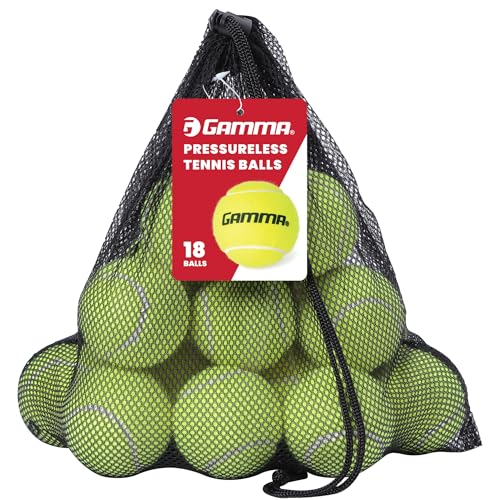 GAMMA Sports Pressureless Tennis Ball Bags, 12 & 18 Pack Sizes, Yellow, Multple Colors, Tennis Lessons & Practice, Longer Durability & More Bounce, Colored Tennis Balls, Dog/Pet Ball, Training