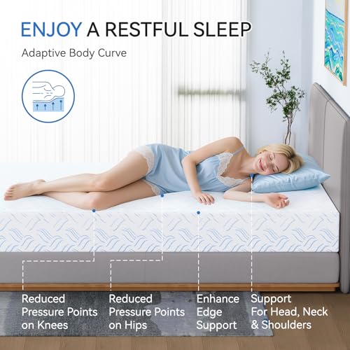 Image of Twin Mattress,Cooling Gel Memory Foam Mattress Medium Firm, with Removable Cover, Bed in A Box,Made in the USA,Support Cool Night Sleep & Pressure Relief,White(10 in, Twin-75 inch*39 inch*10 inch)