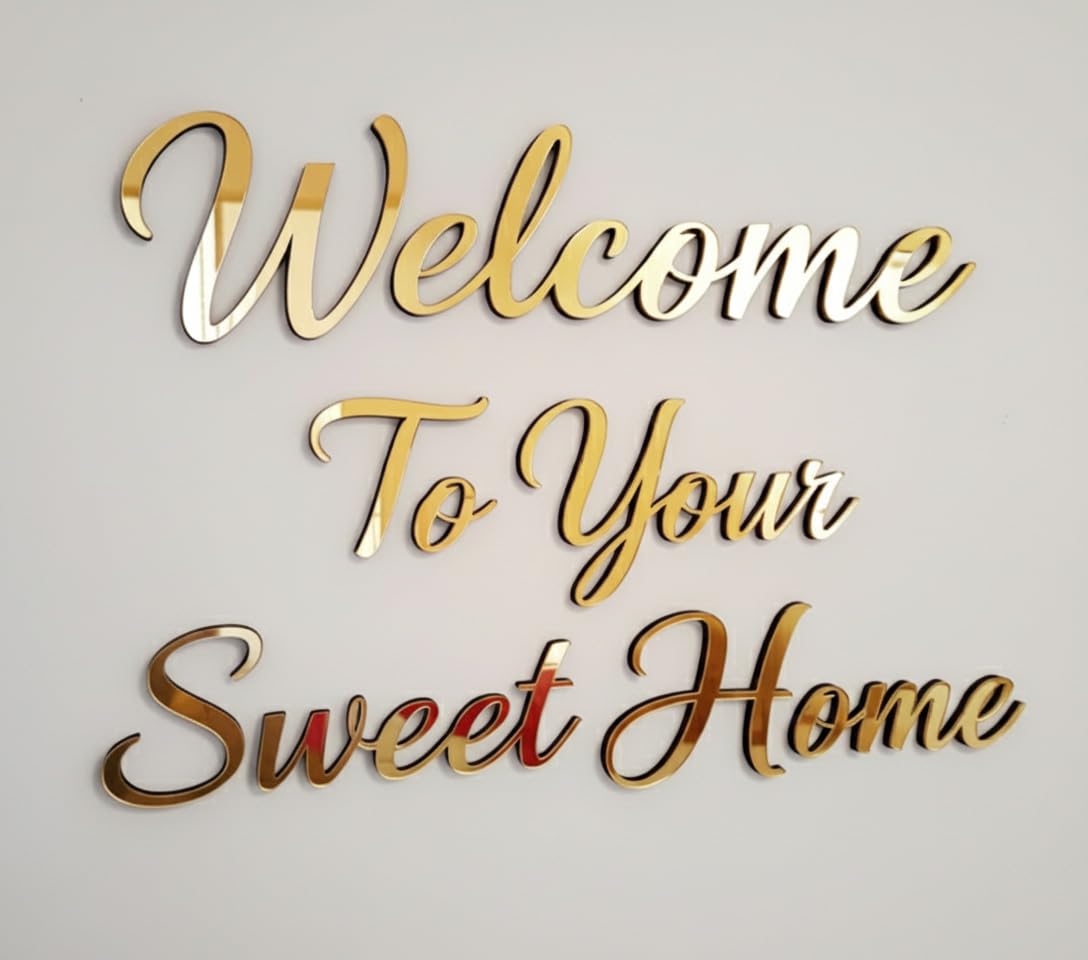 Personalized Text Cutout Alphabets Name Plates with Custom Name for Birthday, Anniversary, Engagement and Message Party Decoration, Golden Mirror Finish Wall Décor Art & Craft Customised Golden Sheet — Amazon image 5