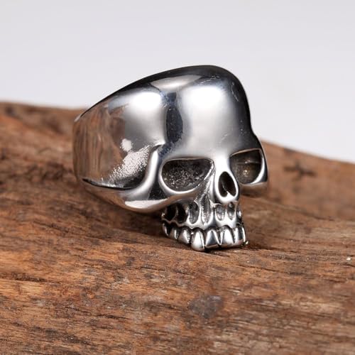 Stainless Steel Men's Cool Skull Head Solid Ring Punk3