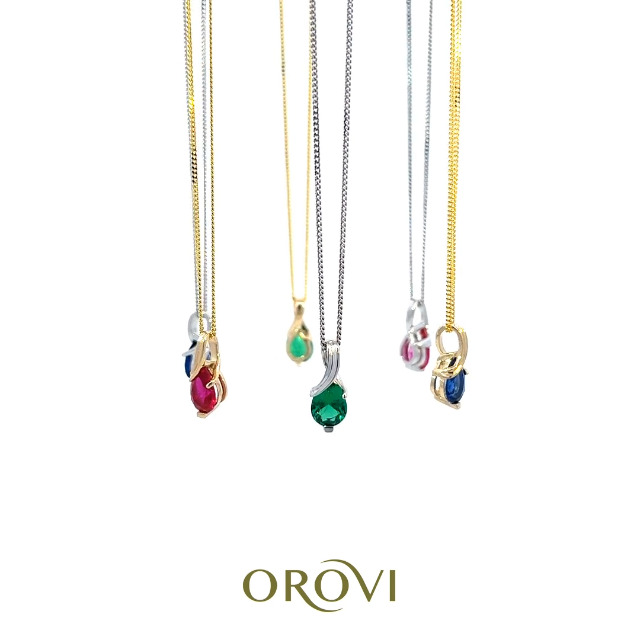 OROVI collana donna Oro 9Kt vero, con un'Acquamarina - Oro Giallo