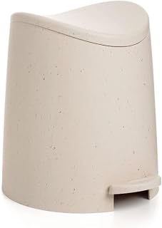Superio Eco-Friendly Small Plastic Bathroom Trash Can with Lid 3 Liter Modern Curved Step On Trash Can with Foot Pedal, Mini Kitchen Waste Bin, Durable and Soft Close for Bedroom, Office, Under Desk