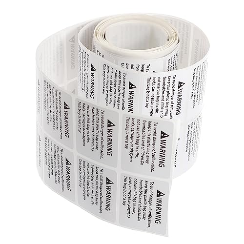 Angoily Warning Stickers 500 Suffocation Warning Label Decals Strong Adhesion Bulk Pack Packaging Bag Safety