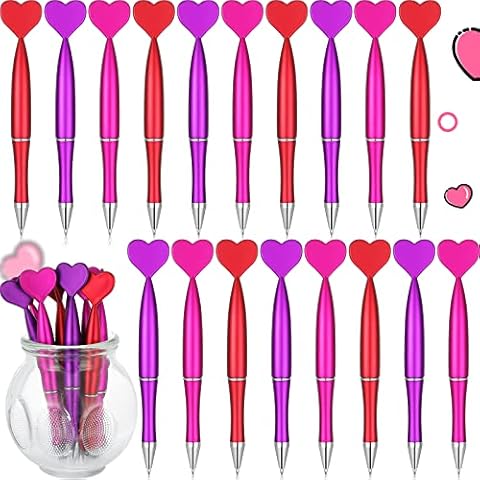 Yexiya 120 Pcs Valentine's Day Heart Shaped Pens Heart Ballpoint Pens Black Gel Ink Novelty Pens Valentine Party Favor Pens for Adults Office Valentine's Day Wedding Party Supplies, 3 Colors Cover