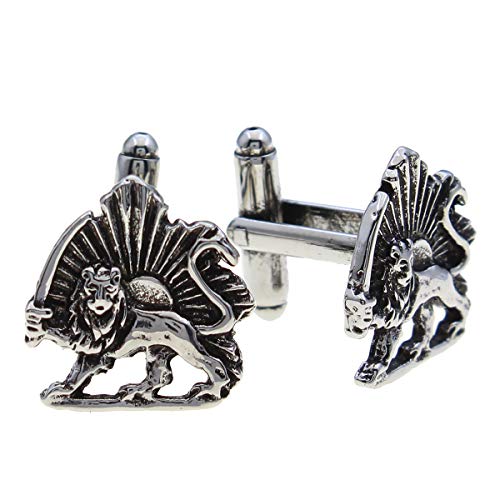Mancuernillas Lion Sun Shir Khorshid de acero 316L miniatura 1