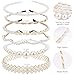 CUBACO 6 PCS Pearl Headband for Women White Headbands for Girl Jeweled Head Bands for Thin Thick Hair Fashion Rhinestone Hairband Bridal Beaded Headpiece Non Slip Hair Accessories for Party Wedding