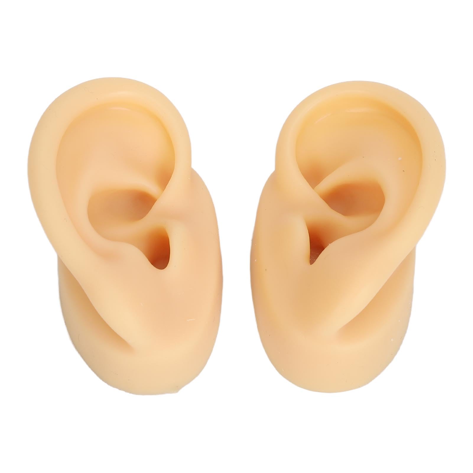 Fake Piercings, Fake Ear Piercing Reusable Left Right Ear Piercing Practice Model Silicone Ear Model Fake Ear Piercings for Jewelry Display Acupuncture Mannequin Learning (Light