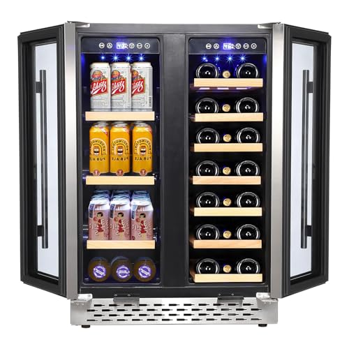 Image of Garvee Wine Cooler Refrigerator, Freestanding Compressor Wine Cellar, Compact Design, Single Glass Door, 32 Bottles, Digital LED Touch Control 41℉-64℉, for Red, White, Champagne or Sparkling Wine