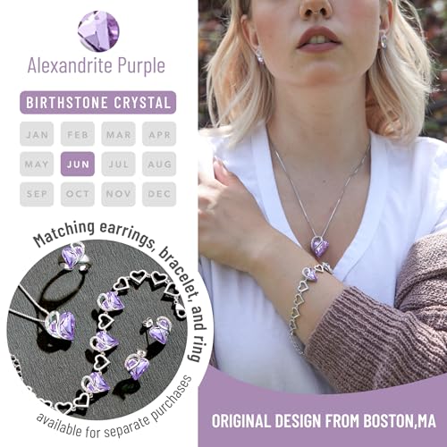Image of Leafael Gift Necklaces for Women, Infinity Love Birthstone Heart Crystal Pendant, Birthday Anniversary Jewelry for Wife, Mom, and Her, Silver Plated, 18 inch + 2 inch Adjustable Chain