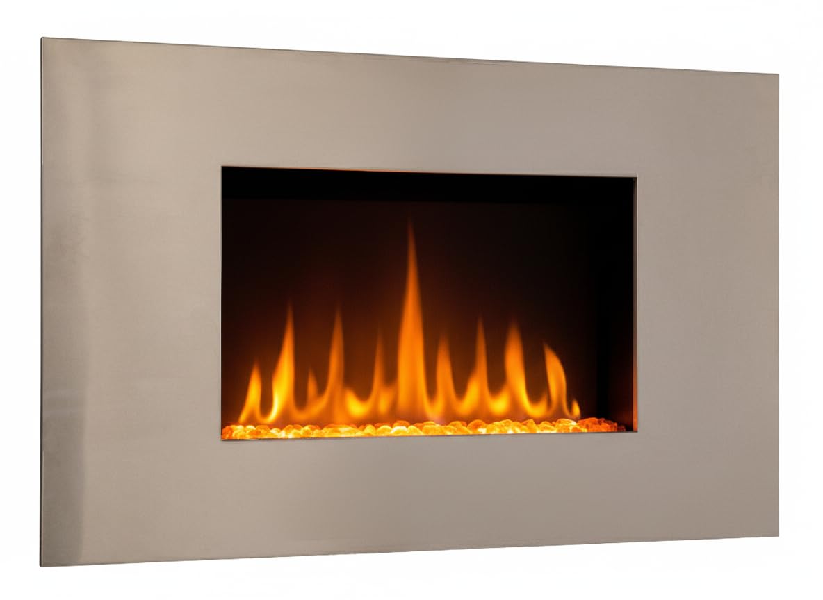 Chemin'Arte Cheminée Électrique Effet Flammes LEDs Pure INOX - Conçue en France - 90 x 50 x 13 cm - Garantie 2 Ans