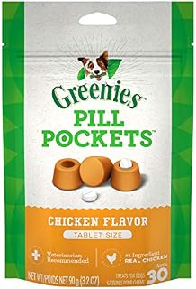 GREENIES PILL POCKETS Soft Dog Treats, Chicken, Tablet, one (1) 3.2-oz. 30-count pack