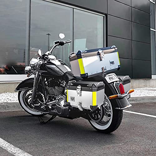 Image of VCOROS Top Case 45L Waterproof Aluminum Alloy Motorcycle Trunk Universal Motorbike Tail Box (Silver, 45 Liter)