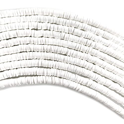 3500 Pcs 6mm Colorful Flat Clay Beads for DIY Polymer Round Handmade Jewelry Making for Necklace Bracelet Earring Pendant and Anklet Craft Making(White)