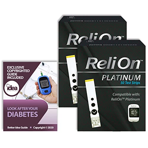 ReliOn Platinum Blood Glucose Test Strips, 50 Ct (2 Pack) Bundle with Exclusive 