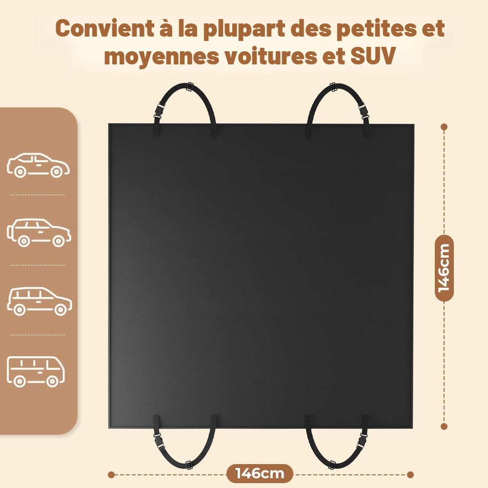 KYG Housse de Siège Auto 600D Oxford Imperméable Antidérapante et Anti-Rayures, Housse de Siège Arrière de Voiture Universelle 146 x 146 cm
