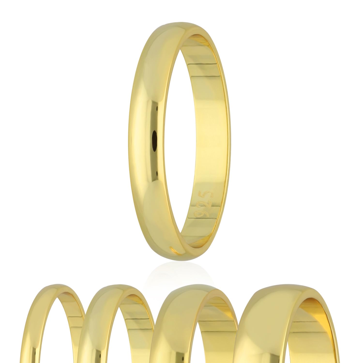 Treuheld® 925 Sterling Silber Ring - Gold - 48 Größen - Damen & Herren