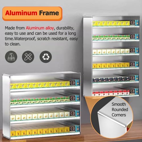 Vitrina rectangular de varios niveles para organizar cajetillas en supermercados 8