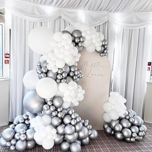 Image of Voircoloria Metallic Silver Balloons, 66pack 12inch Chrome Silver Latex Party Balloons for Graduation, Wedding, Birthday, New Year, Baby Shower, Anniversary, Holiday Party Decorations