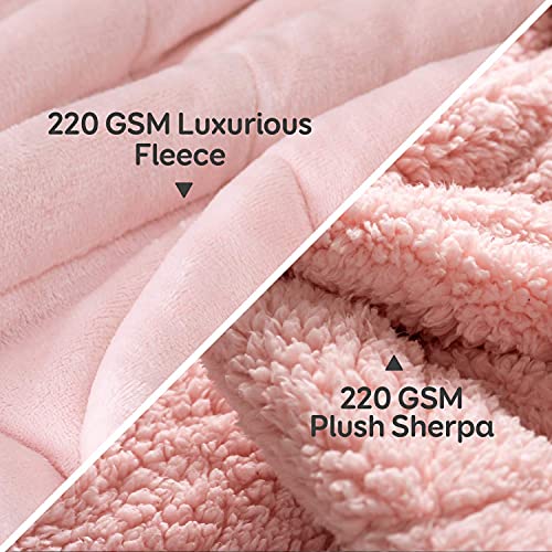 Image of Cottonblue Weighted Blankets 25lbs King Queen Size, Fuzzy Sherpa Fleece Weighted Blanket Throw for Adults, Soft Cozy Bed Sofa Heavy Blanket with Glass Beads for Calming and Relax, 90 inch x 90 inch Pink
