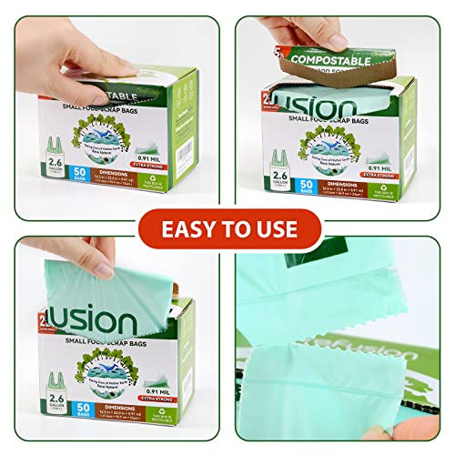 GreFusion 10L Tie Handle food waste Bags 25% Extra Thicker 50 Count compostable caddy liners with Handles - Image 4