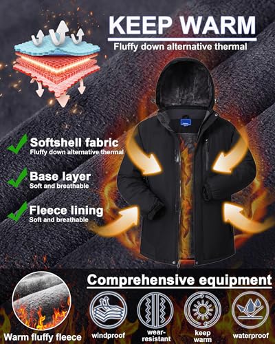 Image of CNBQDD Winter Jackets Mens Skiing Coats Warm Waterproof Ski Snow Coat with Hooded for Cold Weather