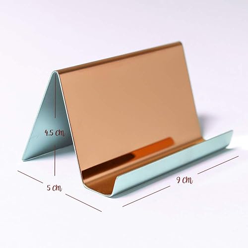 Miniatura 2 de Soporte para tarjetas de visita de color oro rosa (paquete de 3), 3.5 x 2.0 x 1.8 in de acero inoxidable, soporte de mesa para tarjetas de