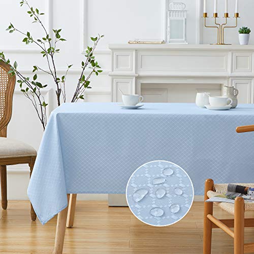 Melodieux Jacquard Tablecloth Diamond Dot Check Pattern Table Cover Waterproof Wrinkle Free For Kitchen Dining Room Party Tabletop Decoration, Rectangle/Oblong, 60" X 84", Blue #TOP8