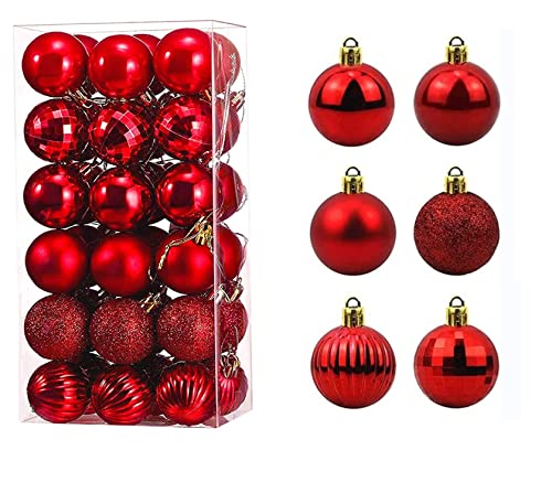 Christmas Tree Decoration, 36 Pcs Hanging Christmas Balls Ornaments, 6 Style Christmas Balls Pendants Plastic Decorative Balls For Christmas Tree Wreath Garlands Holiday Party Wedding Decoration #TOP3