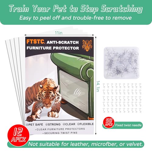 Image of FTSTC 10 Pieces Cat Scratch Protection, Self-Adhesive Scratch Protector with 40 Screws Scratching Mat for Cats, Protective for Sofa, Table and Chair Legs