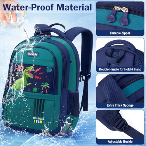 Fimibuke Kids Backpack for School Boys - 3 PCS Waterproof Teen Boy Backpack with Lunch Box & Pencil Pouch, School Bag Bookbag Daypack for Kindergarten Elementary Middle School, Age 5+(Monster Trucks)4