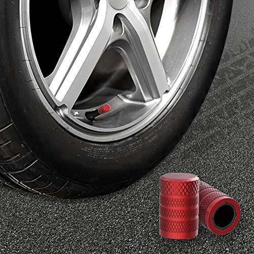Image of CKAuto Tire Valve Stem Caps, Red, 4 pcs /Pack, Anodized Aluminum Tire Valve Cap Set, Corrosion Resistant, Universal Stem Covers for Cars Trucks Motorcycles SUVs and Bikes