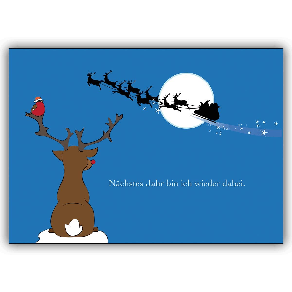 16 Weihnachtskarten: Lustige Schöne Weihnachtskarte mit Rentier: Nächstes Jahr bin ich wieder dabei. • Weihnachts Glückwünsche im Set mit Umschlag zum Jahreswechsel für Familie, Freunde, Firma