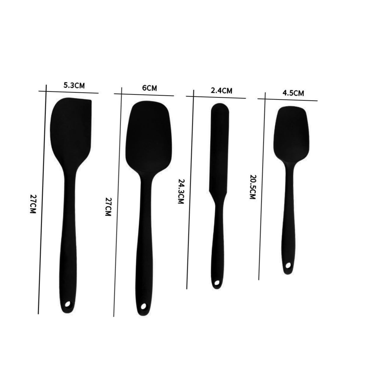 Espátulas de Silicona para Raspar Mermelada 9 Piezas Juego Resistente al Calor Negro Utensilios de Cocina para Pasteles y Crema Uso Doméstico Práctico